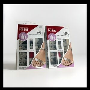 (2) Kiss Full-Cover‎ Toenails New In Packaging 96 Toenails 50543 96TN01